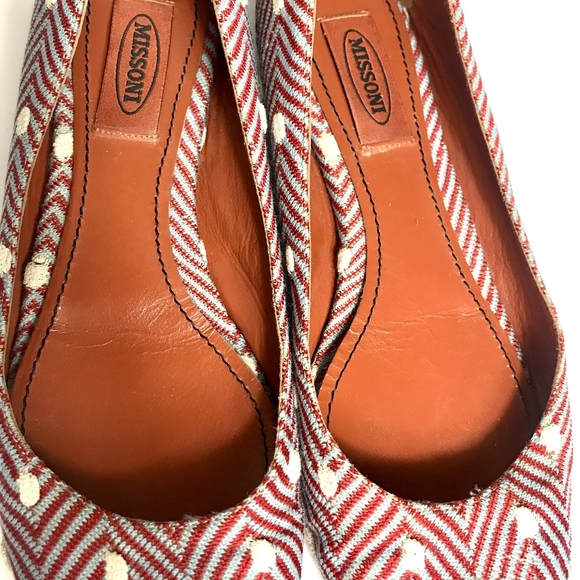 Missoni 39 1/2 Blue Red White Flats - Picture 6 of 7